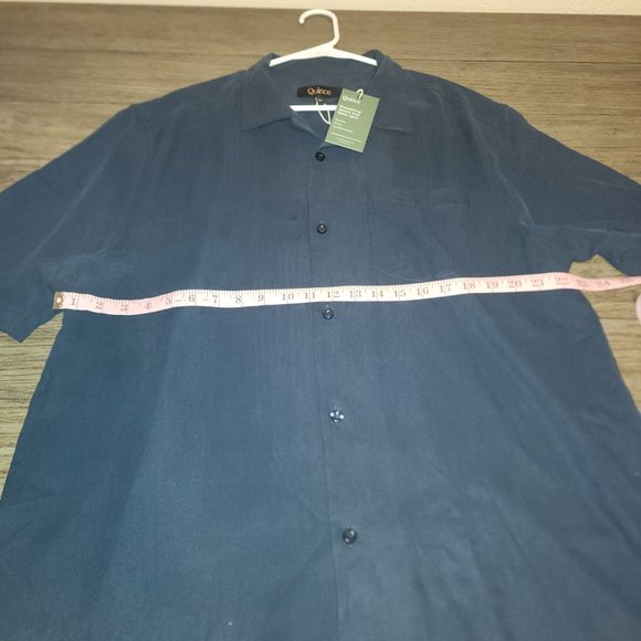Quince 100% Silk Twill Short Sleeve Camp Shirt NWT Navy XL - Picture 4 of 7